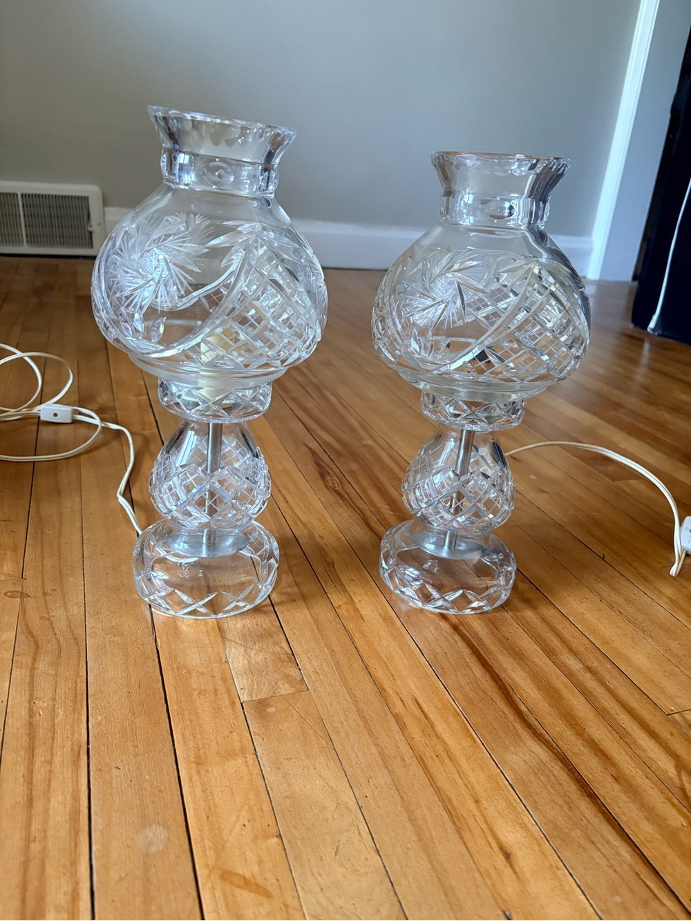 Vintage Bohemian Crystal Table Lamps - Pair